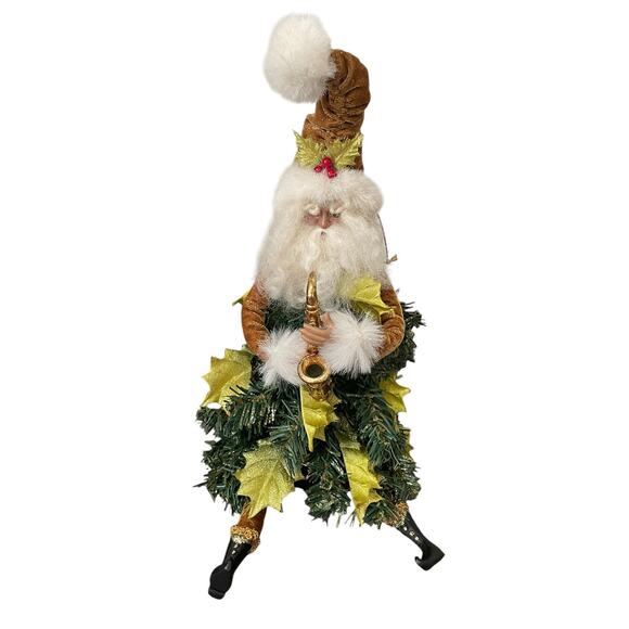 Department 56 Whimsical Christmas Tree Santa Claus Woodsy Elf Saxophone Rare 14" - Picture 2 of 14